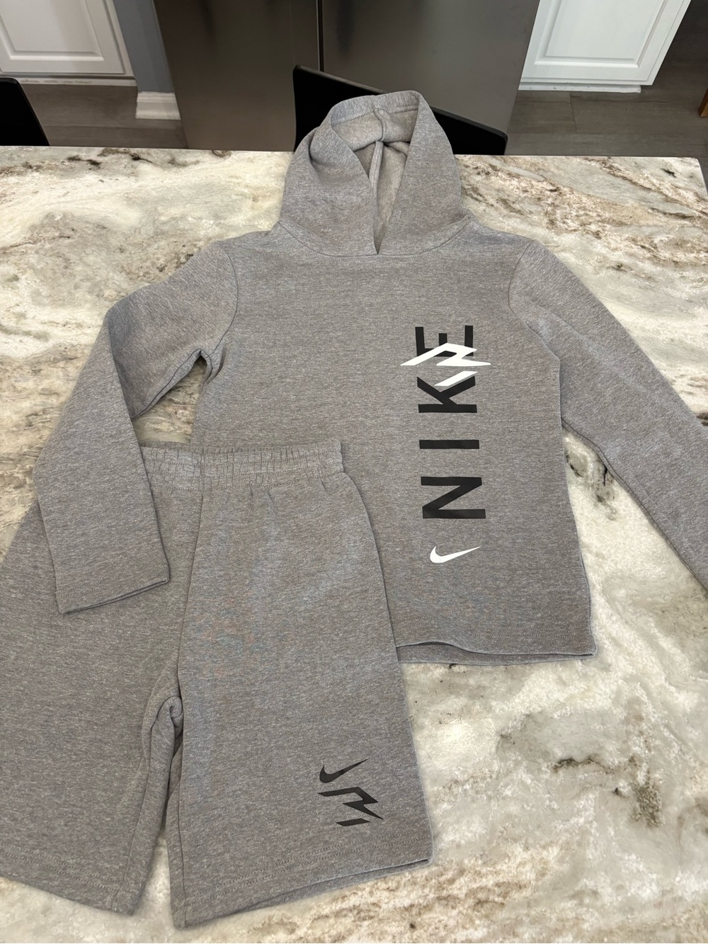 NWT Boys Nike 3Brand Grey Hoodie & Sweatshort Set Grey Sz S 8-10 Years